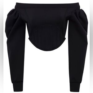 Heiress Beverly Hills black long sleeves corset crop top XS NWT